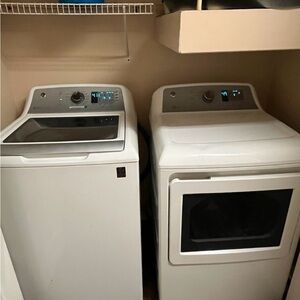 White Washer and Dryer Set with Digital Controls